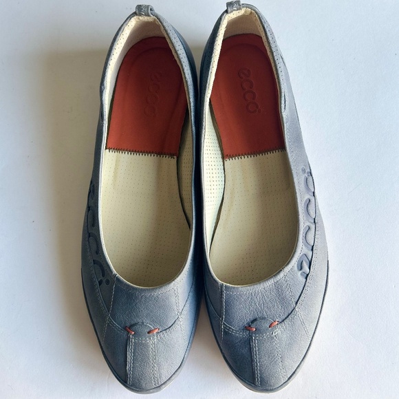 Ecco Grey Blue Leather Rubber Outsole Flats size EUR 41, US 10.5 - Picture 6 of 16